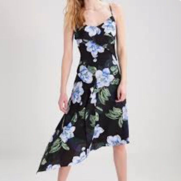 Banana Republic Asymmetrical Floral Print Dress - Picture 1 of 7